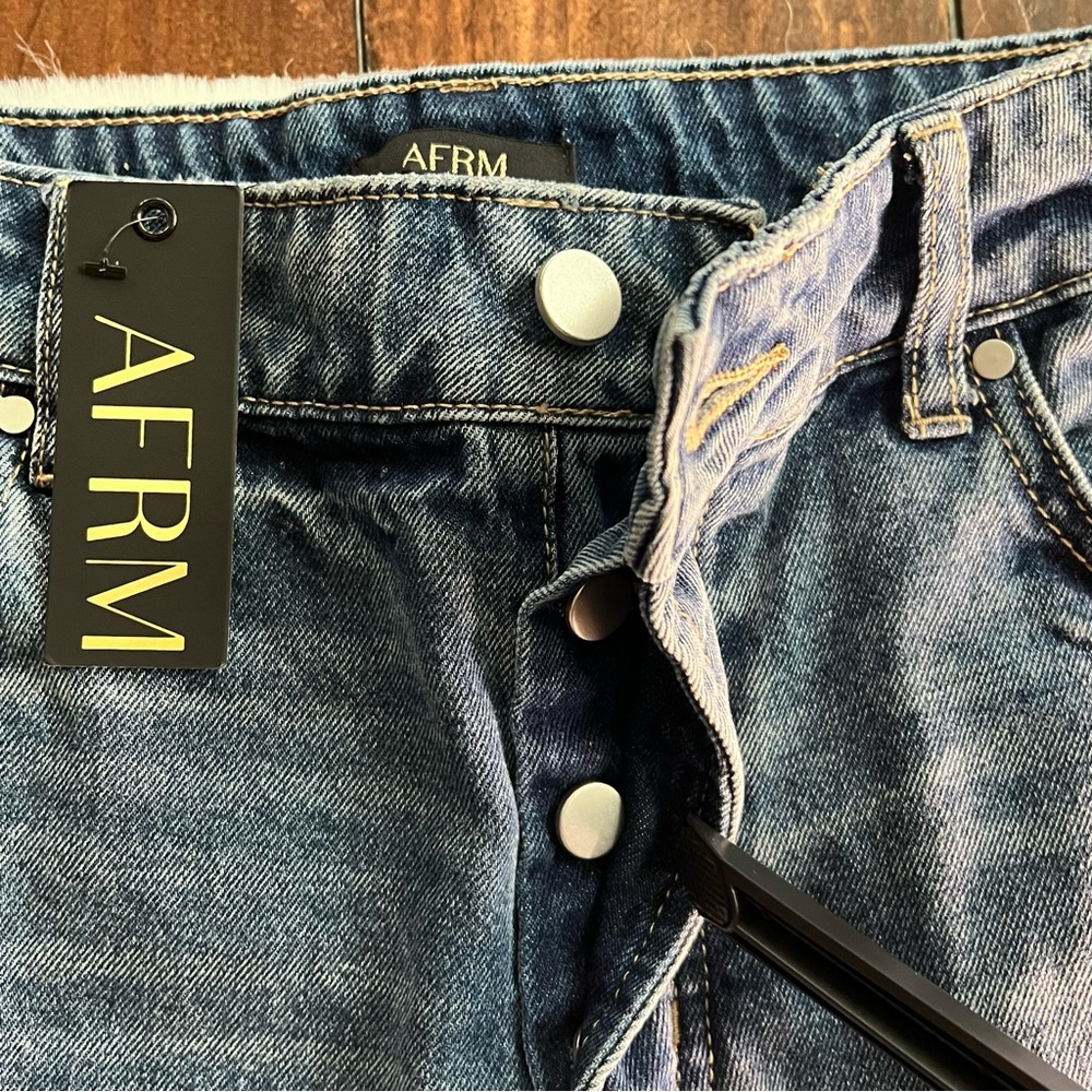 AFRM Distressed High Rise Button Fly Jeans Size 27 NWT - Picture 7 of 16